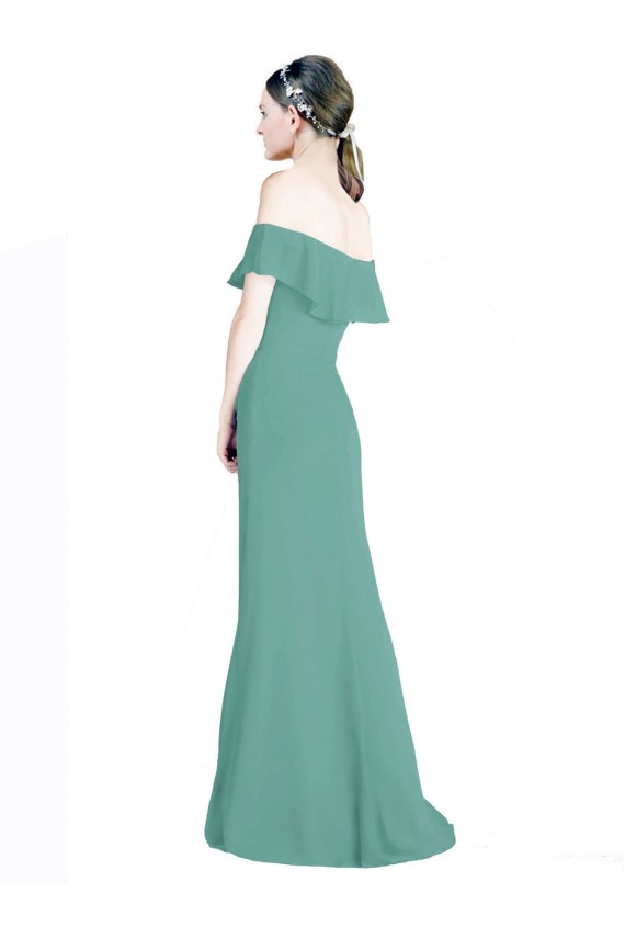Long Icelandic Silver Sleeveless A-Line Soft Chiffon Bridal Party Dress Birmingham
