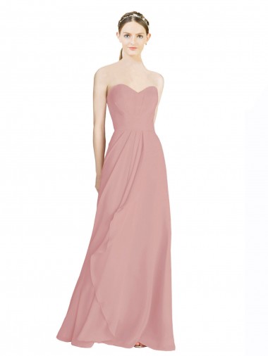 Long Dusty Pink Sleeveless A-Line Low Back Bridesmaid Dress / Formal Dress Birmingham