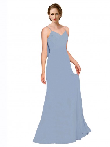 Long Dusty Blue Sleeveless A-Line Bridesmaid Dress / Evening Dress Birmingham
