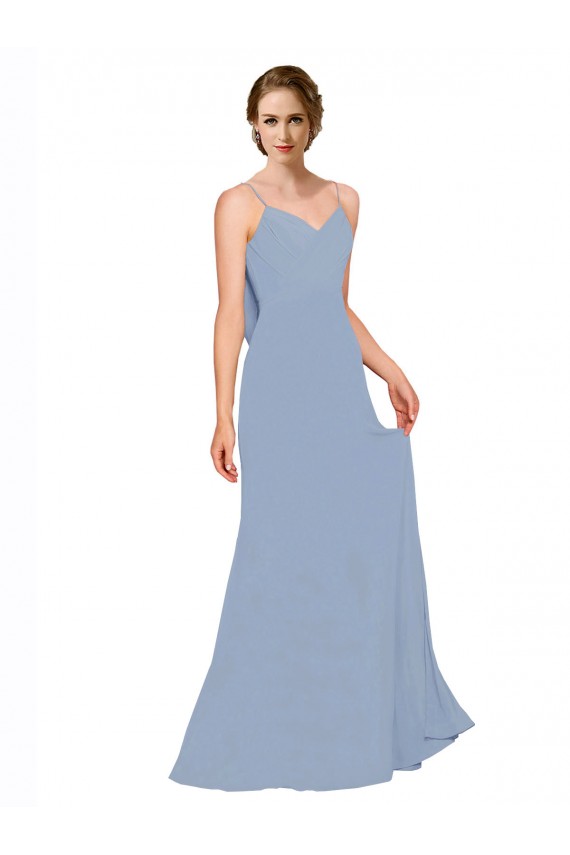 Long Dusty Blue Sleeveless A-Line Bridesmaid Dress / Evening Dress Birmingham