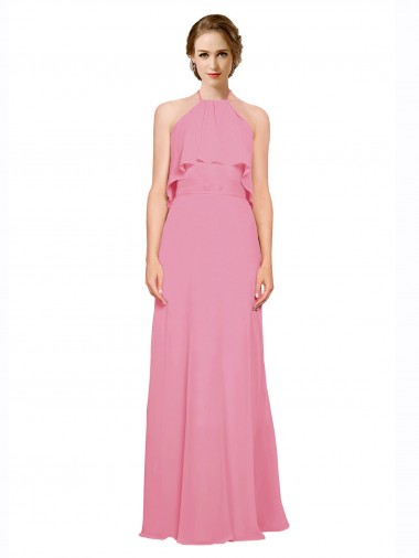 Long Skin Pink Sleeveless A-Line Low Back Bridesmaid Dress Birmingham