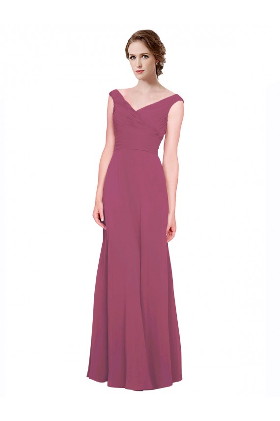 Long Mauve Taupe Sleeveless A-Line Bridesmaid Dress Birmingham