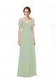 Long Smoke Green Sleeveless A-Line Low Back Bridesmaid Dress Birmingham