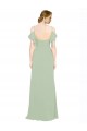 Long Smoke Green Sleeveless A-Line Low Back Bridesmaid Dress Birmingham