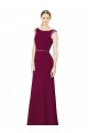 Long Burgundy Sleeveless A-Line Low Back Soft Chiffon Bridesmaid Dress Birmingham