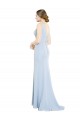 Long Light Sky Blue Sleeveless A-Line Low Back Soft Chiffon Bridesmaid Dress Birmingham