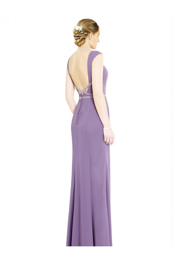 Long Dark Lavender Sleeveless A-Line Low Back Formal Dress / Bridesmaid Dress Birmingham