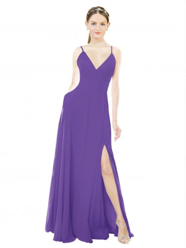 Long Purple Sleeveless A-Line Bridesmaid Dress Birmingham