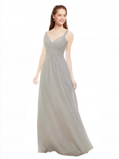 Long Silver Sleeveless A-Line Open Back Bridesmaid Dress Birmingham