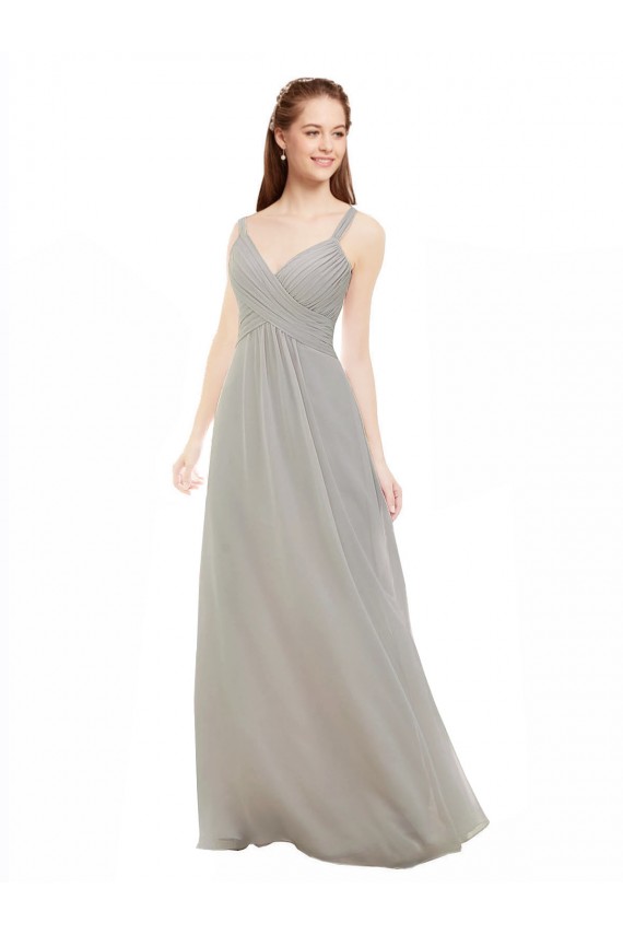 Long Silver Sleeveless A-Line Open Back Bridesmaid Dress Birmingham