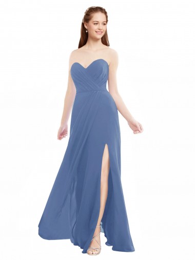 Long Windsor Blue Sleeveless A-Line Bridesmaid Dresses Birmingham