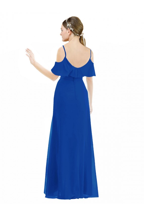 Long Royal Blue Cold Shoulder A-Line High Low Bridesmaid Dress Birmingham