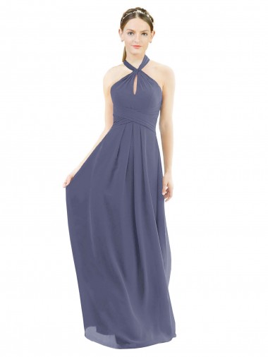 Long Silver Stone Sleeveless A-Line Low Back Bridesmaid Dress Birmingham