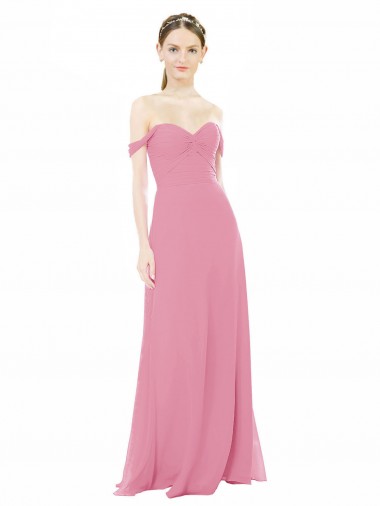 Long Skin Pink Cap Sleeves A-Line Formal Dress / Bridesmaid Dress Birmingham