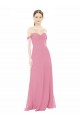 Long Skin Pink Cap Sleeves A-Line Formal Dress / Bridesmaid Dress Birmingham