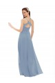Long Dusty Blue Sleeveless A-Line Keyhole Back Bridesmaid Dress Birmingham