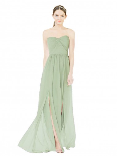 Long Sage Sleeveless A-Line Low Back Semi Formal Evening Dress / Bridesmaid Dress Birmingham