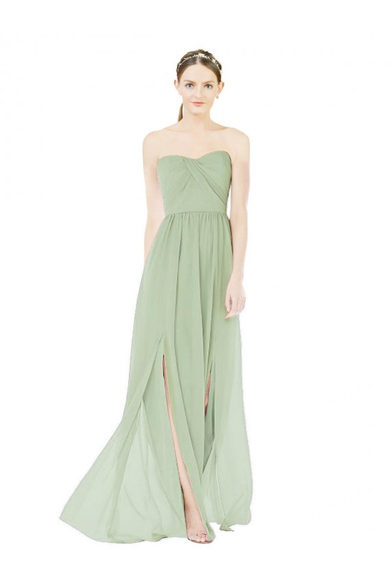 Long Sage Sleeveless A-Line Low Back Semi Formal Evening Dress / Bridesmaid Dress Birmingham