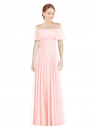 Long Pink Sleeveless A-Line Soft Chiffon Formal Bridesmaid Dress Birmingham