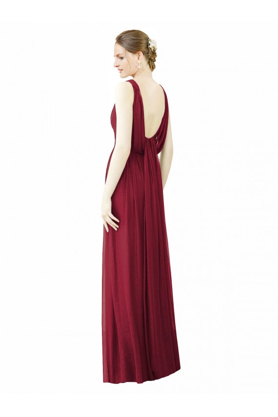 Long Burgundy Sleeveless A-Line V-Back Bridesmaid Dress / Formal Dress Birmingham