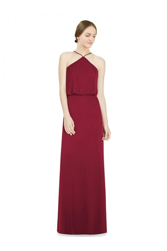 Long Burgundy Sleeveless A-Line Open Back Soft Chiffon Bridesmaid Dress Birmingham