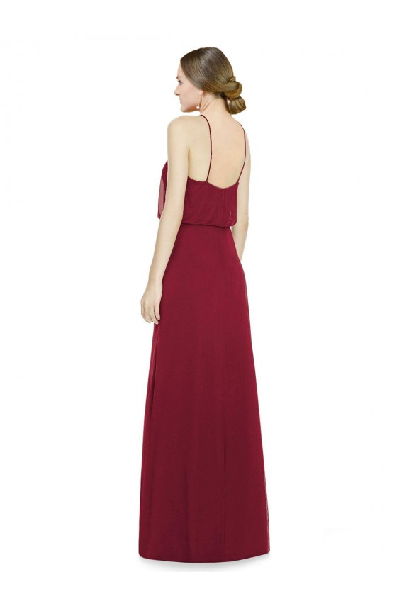 Long Burgundy Sleeveless A-Line Open Back Soft Chiffon Bridesmaid Dress Birmingham