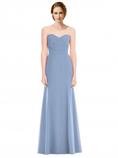 Long Dusty Blue Sleeveless Mermaid Bridesmaid Dress Birmingham