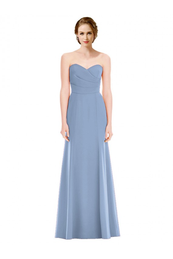 Long Dusty Blue Sleeveless Mermaid Bridesmaid Dress Birmingham