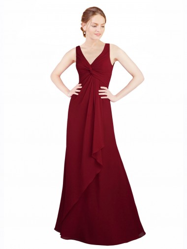 Long Burgundy Sleeveless A-Line Bridesmaid Dress / Evening Dress Birmingham
