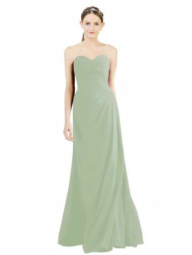 Long Smoke Green Sleeveless A-Line Bridesmaid Dress Birmingham
