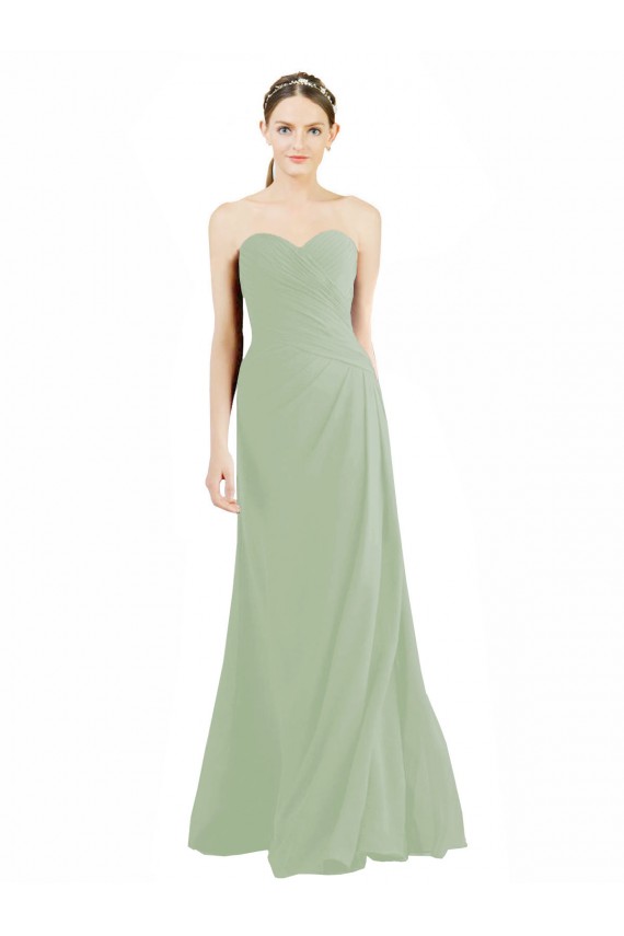 Long Smoke Green Sleeveless A-Line Bridesmaid Dress Birmingham