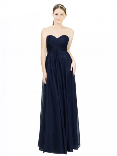 Long Dark Navy Sleeveless A-Line Low Back Bridesmaid Dress / Evening Dress Birmingham