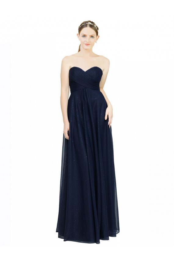Long Dark Navy Sleeveless A-Line Low Back Bridesmaid Dress / Evening Dress Birmingham