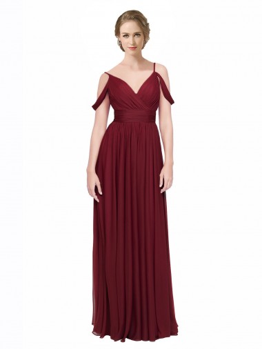 Long Burgundy Sleeveless A-Line Low Back Bridesmaid Dress / Evening Dress Birmingham