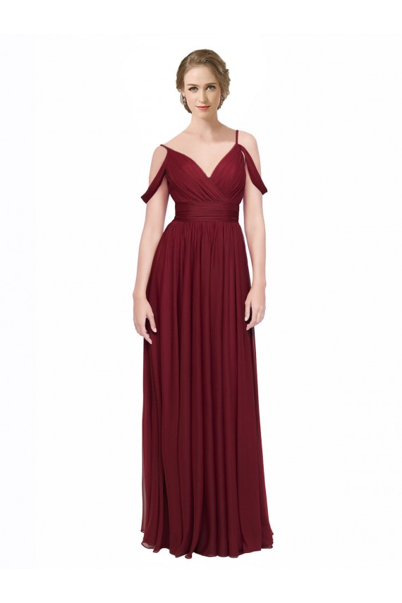 Long Burgundy Sleeveless A-Line Low Back Bridesmaid Dress / Evening Dress Birmingham