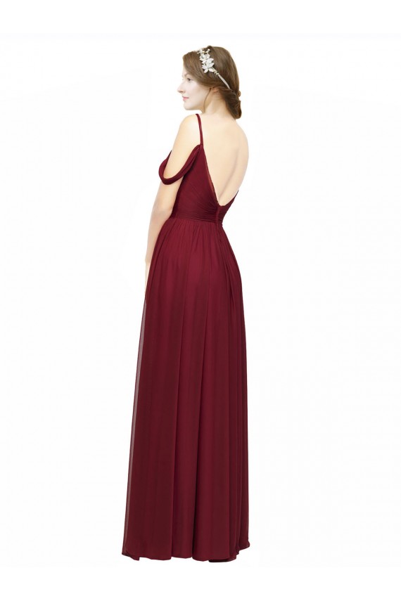 Long Burgundy Sleeveless A-Line Low Back Bridesmaid Dress / Evening Dress Birmingham