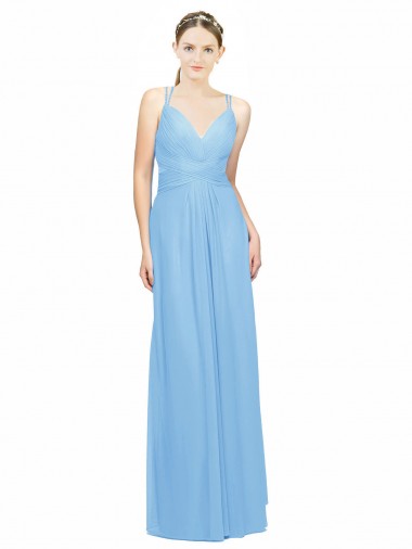 Long Periwinkle Sleeveless A-Line Keyhole Back Bridesmaid Dress / Evening Dress Birmingham