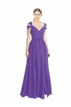 Long Purple Cap Sleeves A-Line Low Back Bridesmaid Dress Birmingham