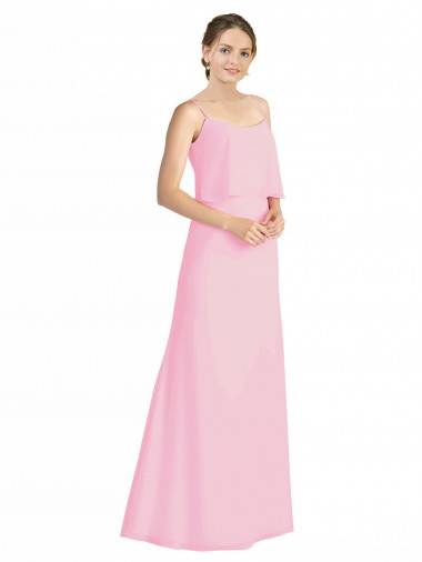 Long Barely Pink Sleeveless A-Line Low Back Bridesmaid Dress Birmingham