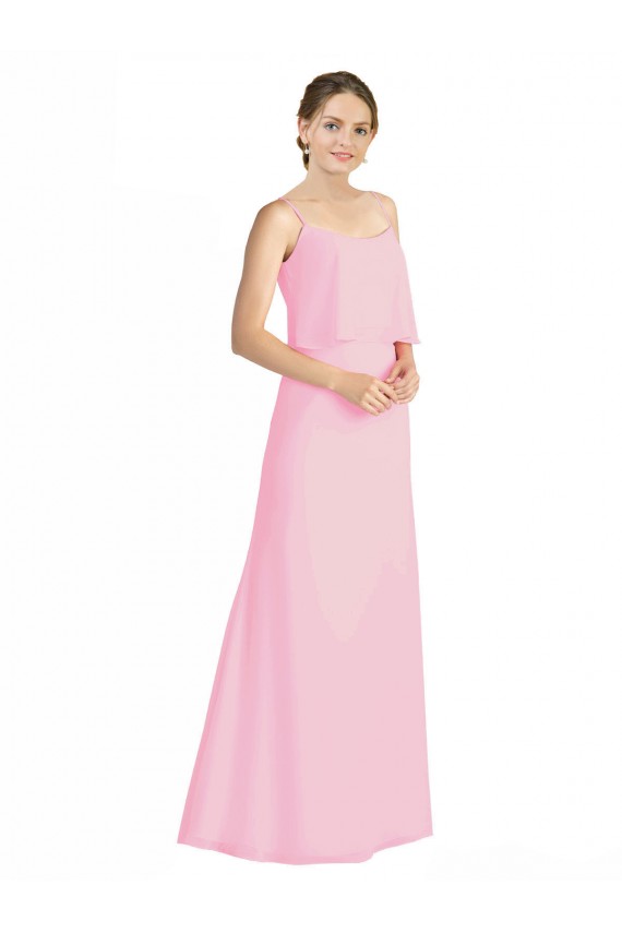 Long Barely Pink Sleeveless A-Line Low Back Bridesmaid Dress Birmingham