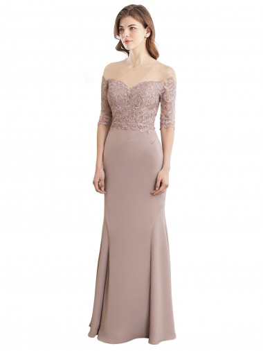 Long Half Sleeves Mermaid Keyhole Back Bridesmaid Dress Birmingham