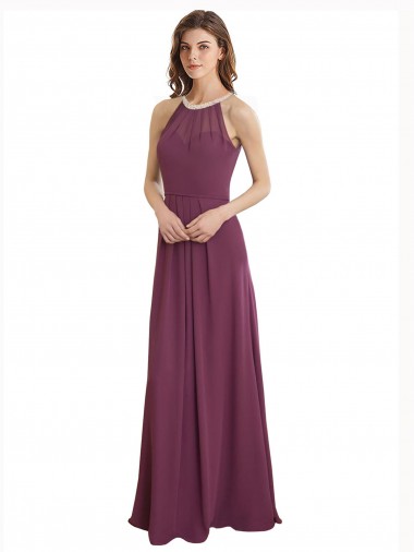 Long Sleeveless A-Line Keyhole Back Bridesmaid Dress / Evening Gowns Birmingham