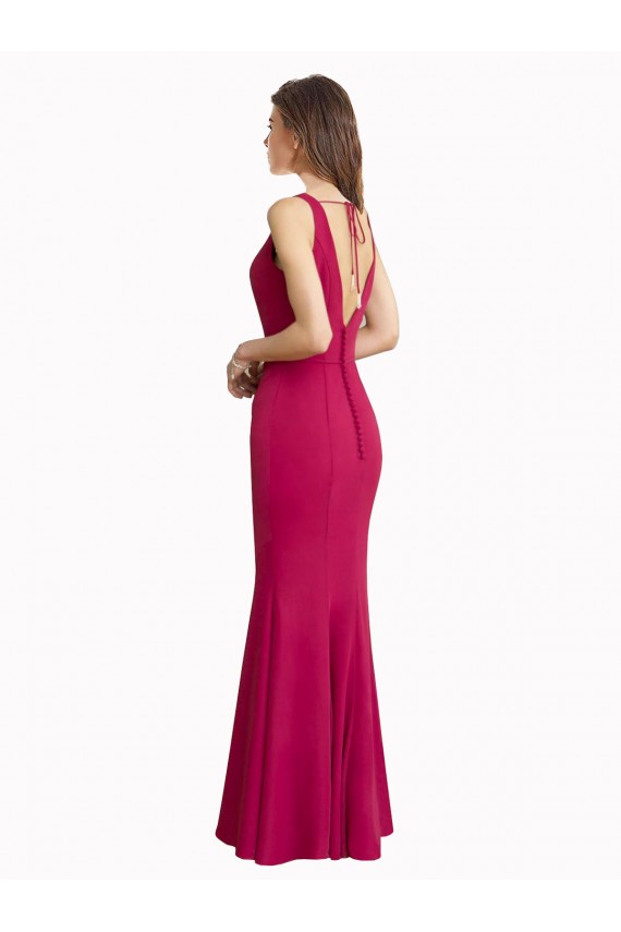 Long Red Sleeveless Mermaid V-Back Prom Dress / Bridesmaid Dress Birmingham