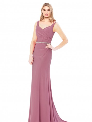 Long Sleeveless Sheath Low Back Prom Dress / Bridesmaid Dress Birmingham