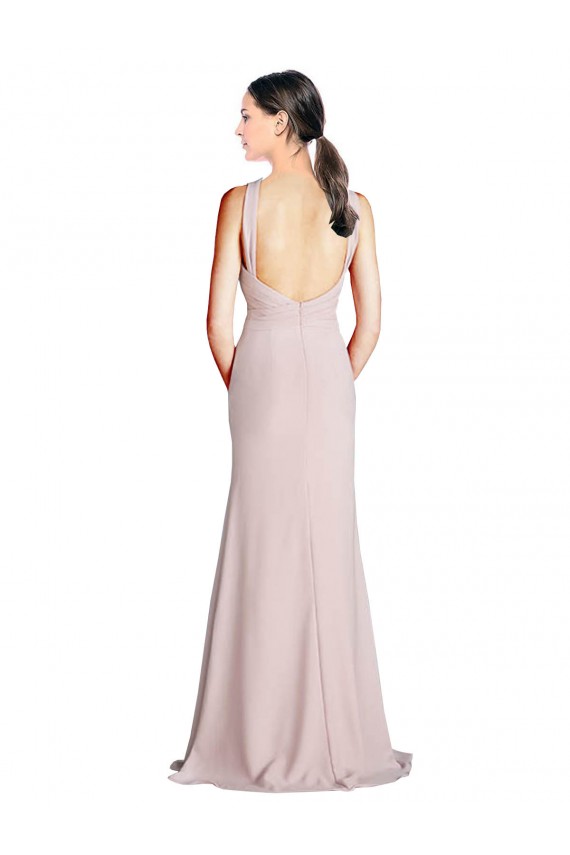 Long Sleeveless Sheath Open Back Bridesmaid Dress Birmingham