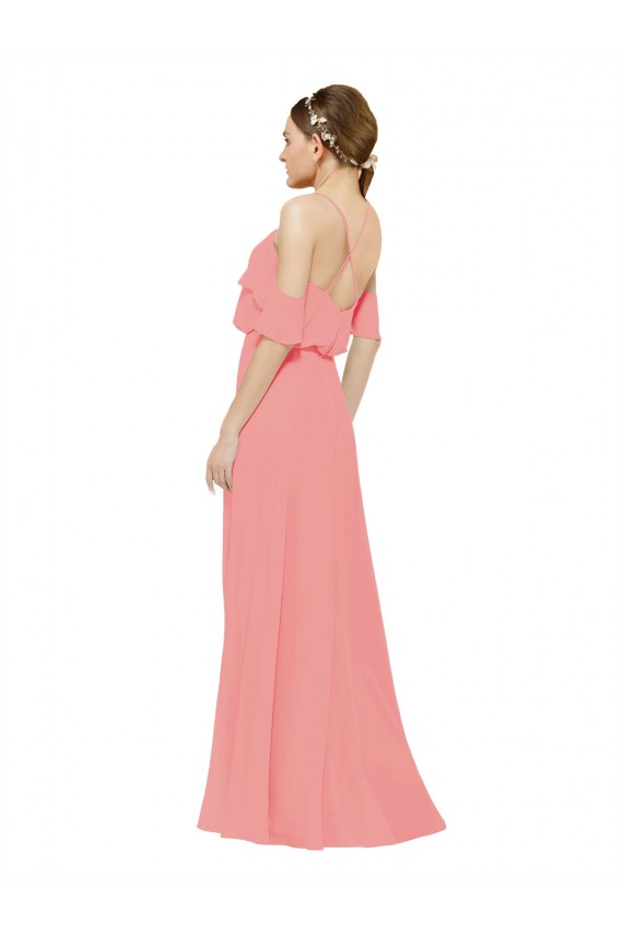Long Watermelon Sleeveless A-Line Soft Chiffon Bridesmaid Dress Birmingham