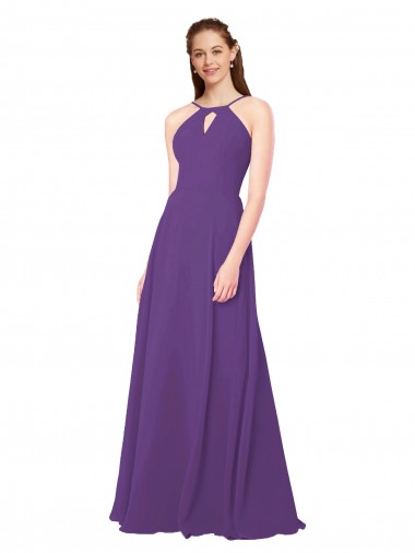 Long Plum Purple Sleeveless Sheath Bridesmaid Dress Birmingham
