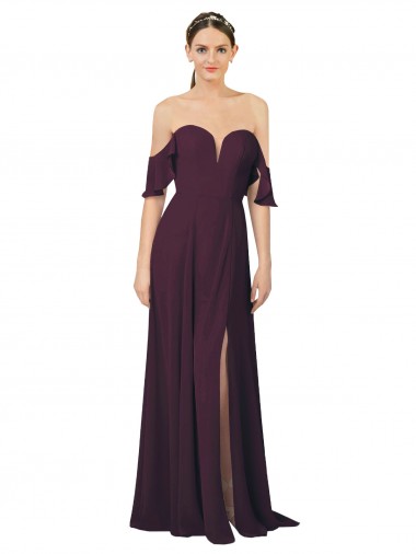 Long Grape Cold Shoulder Sheath Formal Dress / Bridesmaid Dress Birmingham