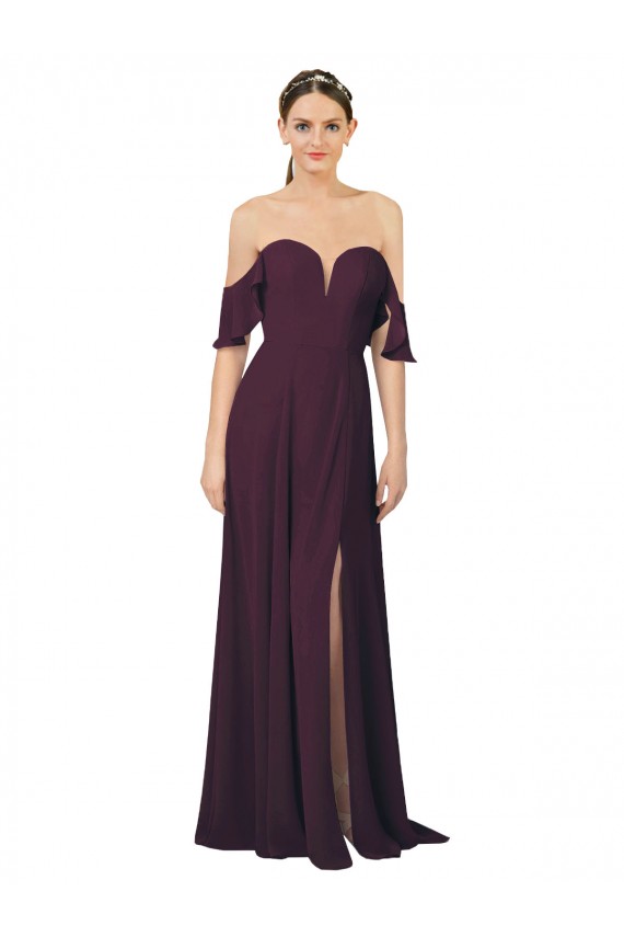 Long Grape Cold Shoulder Sheath Formal Dress / Bridesmaid Dress Birmingham