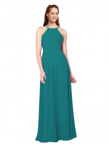 Long Hunter Sleeveless Sheath Open Back Bridesmaid Dress Birmingham